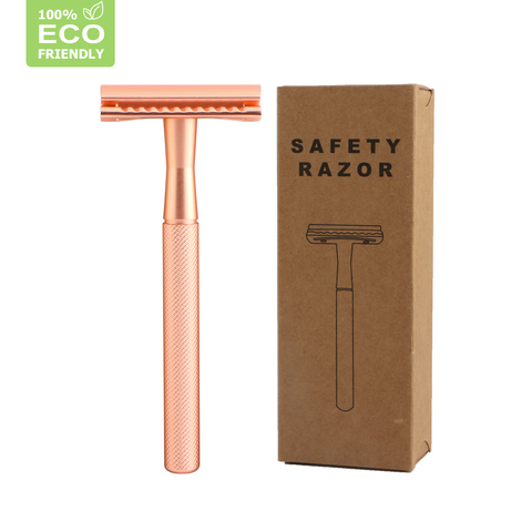 HAWARD Rose Gold Safety Razor Men's Double Edge Razor Classic Manual Shaving Razor For Women Hair Removal 20 Shaving Blades ► Photo 1/6