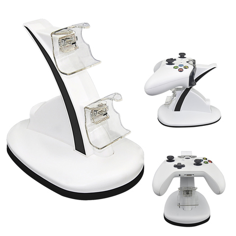 Besegad Dual Controller Joypad Gamepad Power Charging Station Charger Stand Holder for Microsoft Xbox One 1 X-boxOne Slim Game ► Photo 1/5