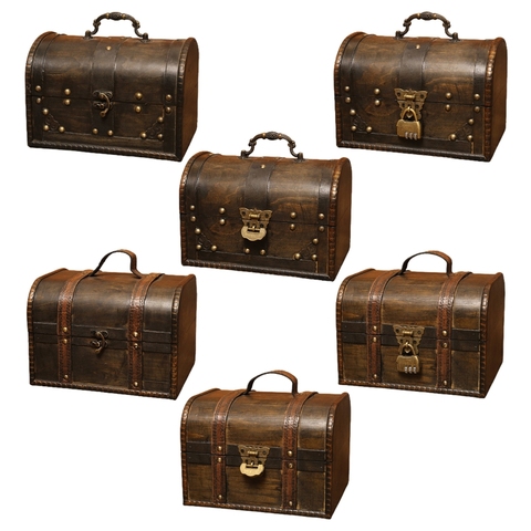 Wooden Pirate Jewelry Storage Box Vintage Treasure Chest for Wooden Organizer ► Photo 1/6