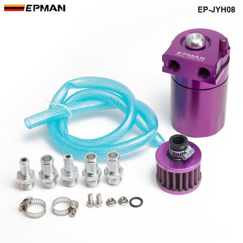 Universal Aluminum Oil Catch Tank Can Reservoir Tank + Breather Filter Color:Black Red Blue Gold Green Silver Purple EP-JYH08 ► Photo 1/6