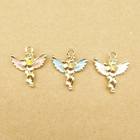 10pcs 16x18mm fashion enamel angel charm for jewelry making earring pendant bracelet necklace charms ► Photo 1/5