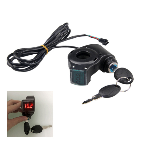 Electric Bicycle Thumb Throttle Voltmeter Digital Battery Voltage Key Switch Power Key Lock Electric Bike Accessories ► Photo 1/6