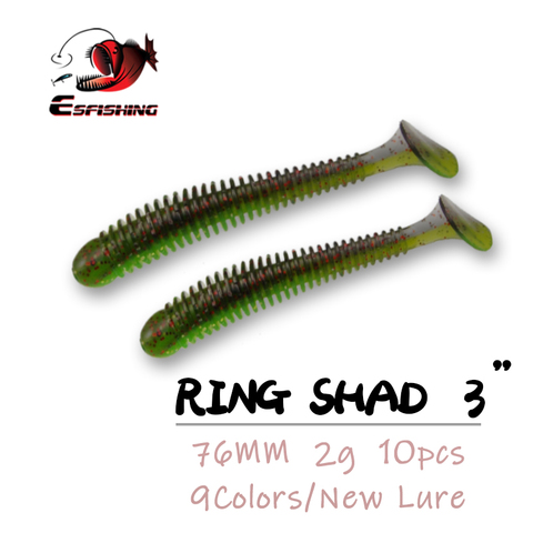 ESFISHING Swing Impact 76mm 10pcs Ring Shad Fishing Lures Soft Lure Salt  Jigging Lures Surface Lures Bass Soft Bream Bait ► Photo 1/6