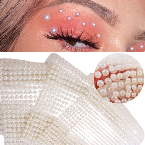 White Pearl Eyes Face Temporary Tattoo Gems Dots Beauty DIY Body Art Accessories Festival Decorations 3D Nail Rhinestones ► Photo 1/6