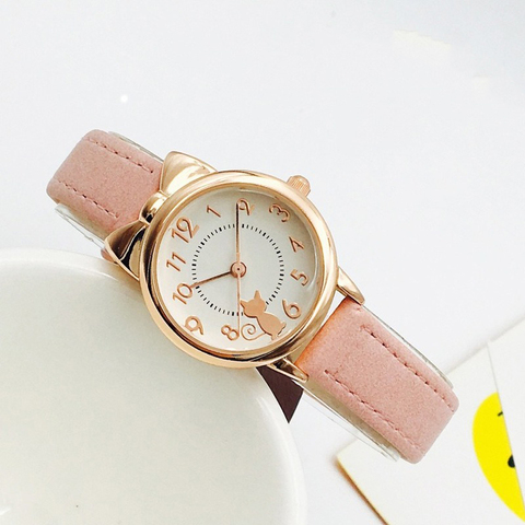 Cute Casual Girl Watch Kids Cute Leather Strap Cat Watches Waterproof Lovely Kid Children Quartz Student Wristwatch High Quality ► Photo 1/1