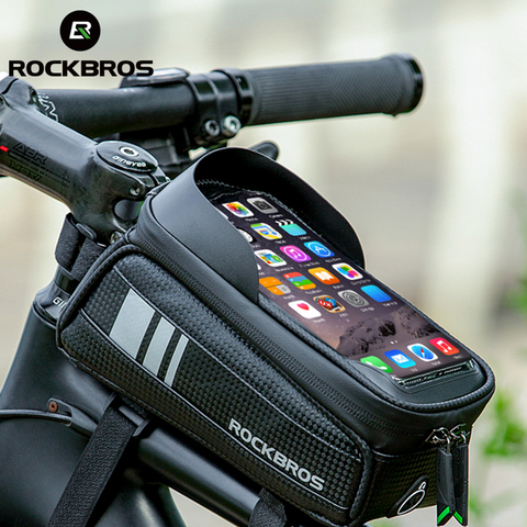 ROCKBROS Bicycle Bag Waterproof Touch Screen Cycling Bag Top Front Tube Frame MTB Road Bike Bag 6.5 Phone Case Bike Accessories ► Photo 1/6
