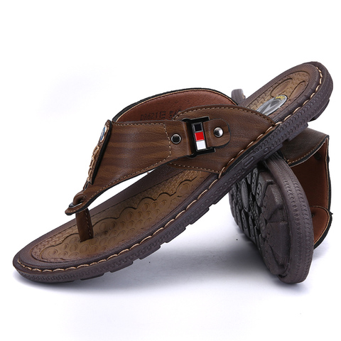 Coslony slippers men leather Brand Men's Casual Shoes slipper men Sports flip flops for Men Slippers for Slats 2022 Summer Shoes ► Photo 1/6