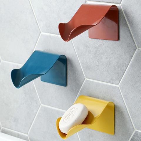 Buy Online 1pc Soap Holder Bathroom Shower Soap Dish Shower Plates Soap Storage Box With Drain Wall Mounted Self Adhesive Plastic Bath Tray Alitools