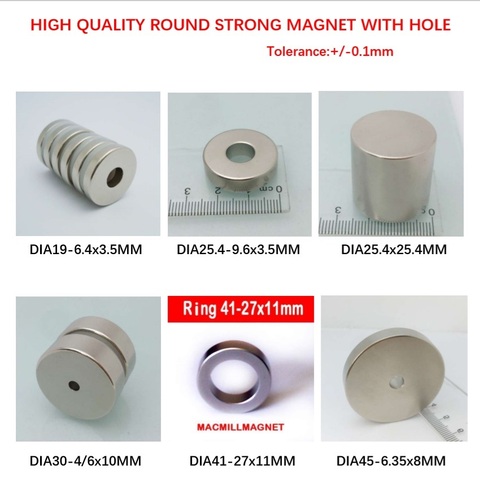 Neodymium Magnet With Hole N35 NdFeB Round Super Powerful Strong Permanent Magnetic Imanes Disc Ring Dia19mm To Dia45mm ► Photo 1/6
