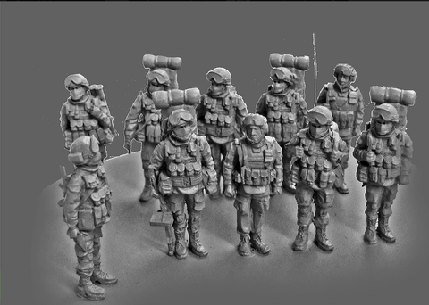 1/72 Scale Unpainted Resin Figure Echanized infantry(9 pcs)  Model Kits Military New ► Photo 1/1