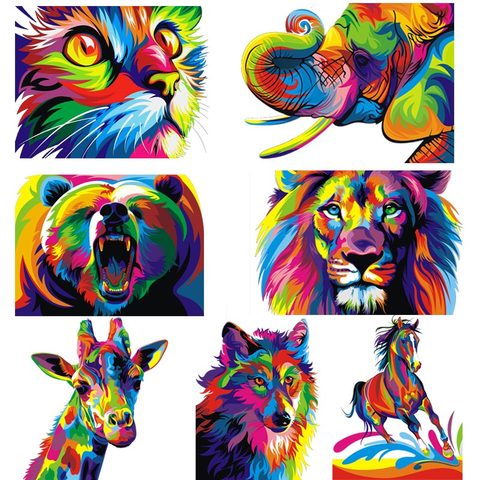 Colorful Animals Iron On Patches For Clothing DIY A-level Washable Thermo Strpis Sticker On Clothes Lion Cat Oil Animals Patch ► Photo 1/6
