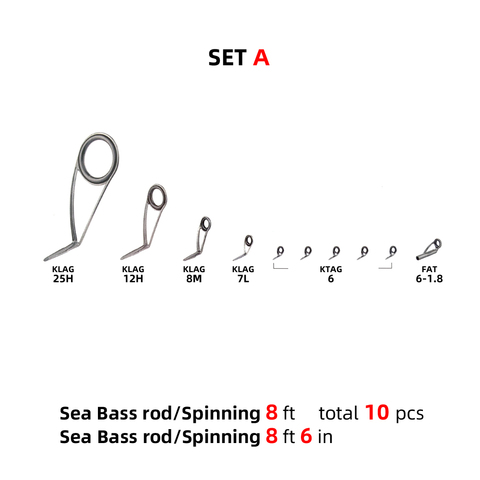 NooNRoo Kit for SEABASS 8'or8'6 Casting Fishing Rod Guide Set Kit With SIC  Ring Stainless Steel Guide DIY Fishing Rod Accessory - Price history &  Review, AliExpress Seller - NOONROO Store