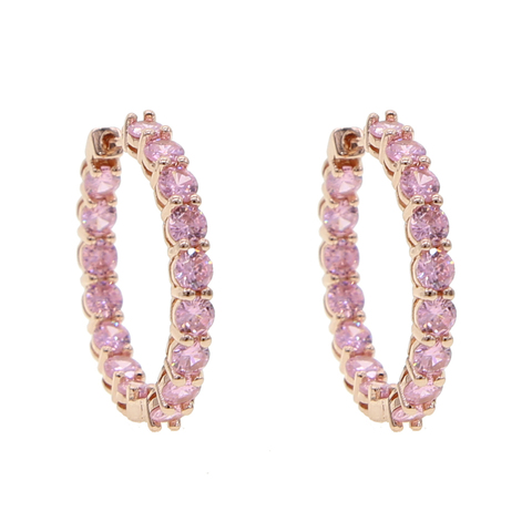 pink cz hoop earring for girl women rose gold color pinky huggie hoops classic fashion jewelry ► Photo 1/6
