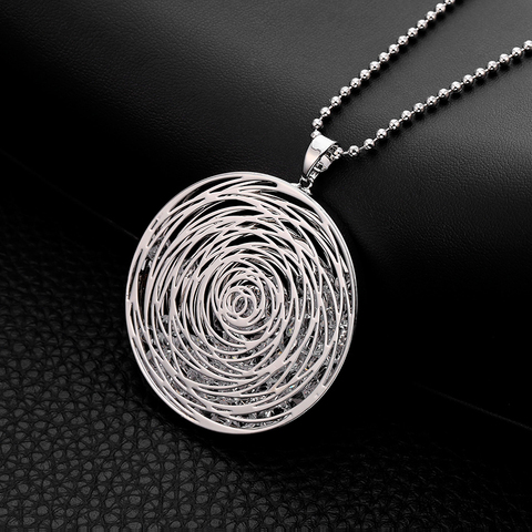 Long Necklaces For Women Gold Silver Plated Round Pendant Sweater Accessory Fashion Statement Jewelry Crystal Necklace Gift 2022 ► Photo 1/6