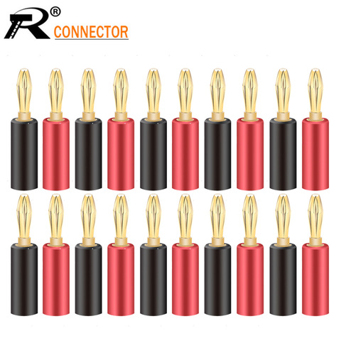 20pcs 4mm Audio Speaker Screw Banana Plugs Connector Red Black Screw Type Speaker Cable Wire Pin Banana Plug Connectors ► Photo 1/1