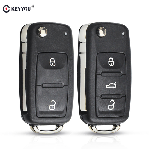 KEYYOU 2/3 buttons Folding Car key Switchblade Key Flip key Shell for VW polo passat b5 Tiguan Golf VOLKSWAGEN Seat Skoda ► Photo 1/6
