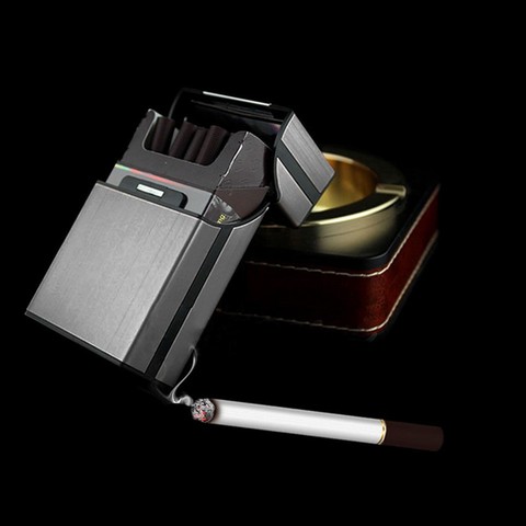 Gray Aluminum Metal Cigar Cigarette Box Holder Pocket Tobacco Storage Case ► Photo 1/6