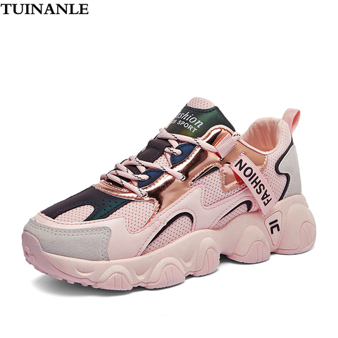 TUINANLE Chunky Sneakers 2022 Women Female Fashion Sneakers Lace-up Basket Femme Dad Platform Breathable Mesh Sneakers for Women ► Photo 1/6