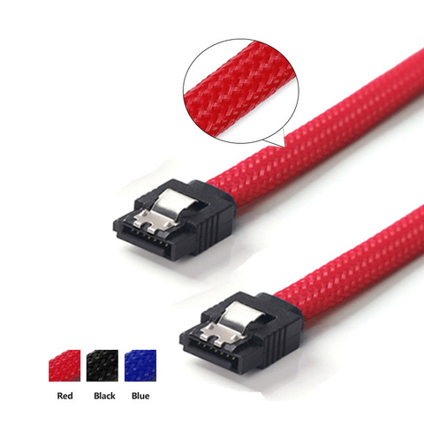 3pcs 50cm Sata3 7pin Data Cables 6gb/s Ssd Cable Hdd Hard Disk Drive Cord Line With Nylon Braid White Red Color Premium Sleeved ► Photo 1/6