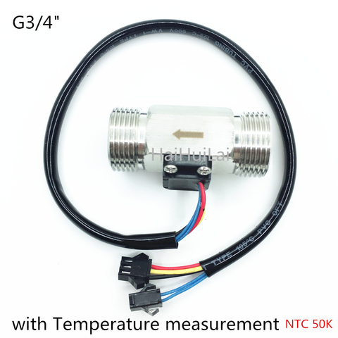 NTC temperature mearsuring stainless steel  G3/4 digital Hall effect water rate Turbine flow sensor  flowmeter ► Photo 1/5