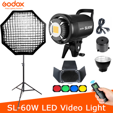 Godox SL60W Kit with Soft Box Softbox 5600K Studio Continuous LED Video  Light Lamp 5600K Bowens Mount for Video Recording 