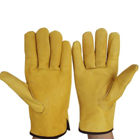 Leather Work Gloves Safety Work Glove Heat Resistant Soft Comfortable Cowhide Gloves for Welding Garden Labor Protection ► Photo 1/4