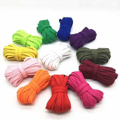 2M 10mm Cotton Rope Hollow Flat Twisted Cord Multicolor Woven String Waist Rope Handmade Home Craft DIY Pant Shoe Cap Decoration ► Photo 1/6