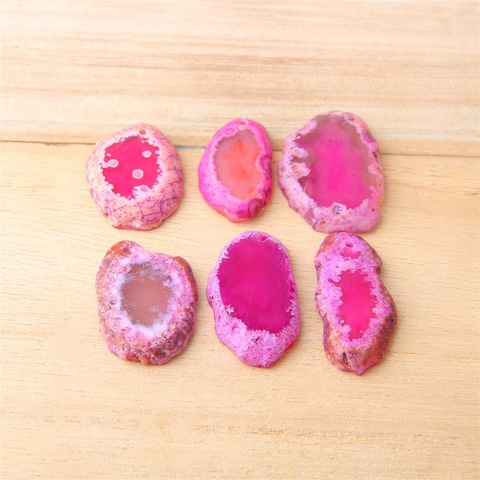 1 Piece Natural Agates Slice Geode 20-21*34-45 mm Irregular Fuchsia Druzy Agates Slab Pendant Mineral Gemstone Agates Charm ► Photo 1/6