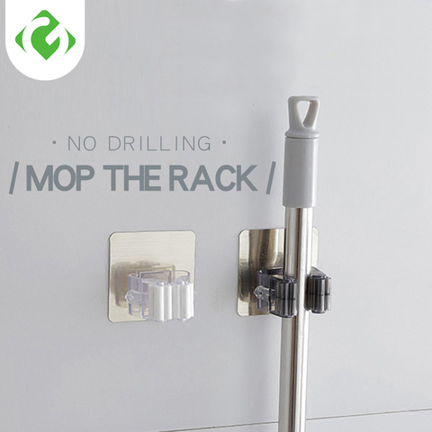 Wall Mounted Mop Organizer Holder Rack Self Sticking Brush Broom Hanger Hook Kitchen bathroom Mops storage Racks drop 1pc Strong ► Photo 1/6