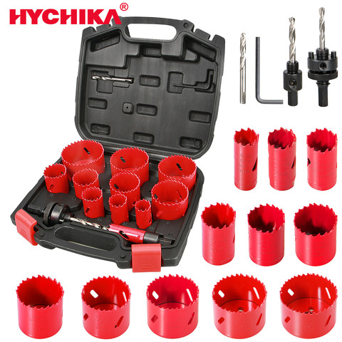 HYCHIKA Bi-Metal Hole Saw Kit 17 Pcs High Speed Steel Saw for Drilling PVC Board Metal and Plastic Plate ► Photo 1/6