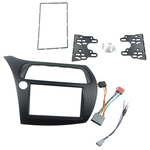 NEW-For Honda Civic Double Din Fascia Radio Dvd Stereo Cd Panel Dash Mounting Installation Trim Kit Face Frame Bezel with Wire H ► Photo 1/6