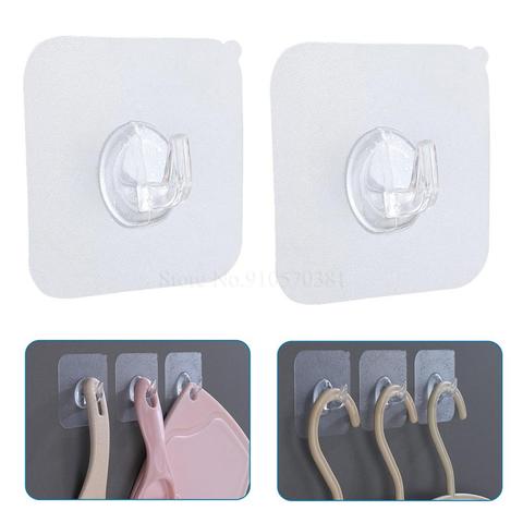 50/5Pcs Transparent Strong Self Adhesive Door Wall Hangers Hanging Kitchen Magic Bathroom Accessories Hook For Silicone Storage ► Photo 1/6