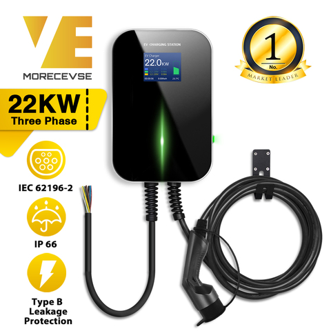EV Charger EVSE Wallbox Electric Vehicle Charging Station with Type 2 Cable 32A 3Phase IEC 62196-2 for Audi Mercedes-Benz Smart ► Photo 1/6