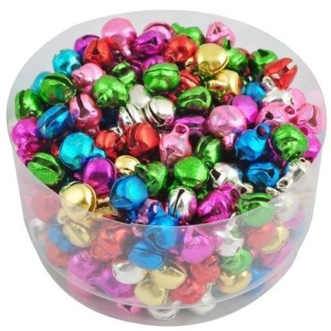 100xJingle Bells Charms Mixed Color Aluminum Beads Christmas Pendants Decoration 