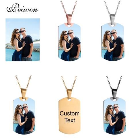 Military Army Shape Tags Necklace Personalized Nameplate Custom Name Photo Gold Chain Necklace For Women Men Customized Jewelry ► Photo 1/6