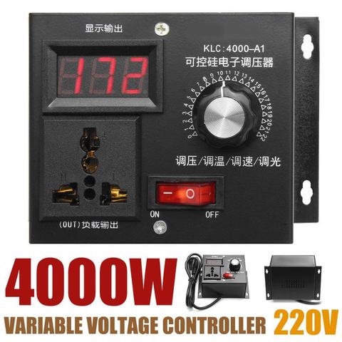 4000W High Power Silicon Electronics Voltage Regulator Machinery Electric Variable Speed Controller AC 0V-220V EU Plug+LED Light ► Photo 1/1