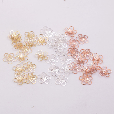 50pcs  10mm Beads Caps Leaf Shape Plum Blossom Bead End Cap DIY Brass Jewelry Accessories ► Photo 1/4