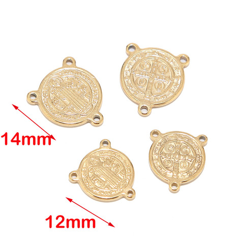 5pcs Saint Benedict Medal Links Stainless Steel Gold Jewelry Charm Connector for Bracelet Rosary Making Findings ► Photo 1/6