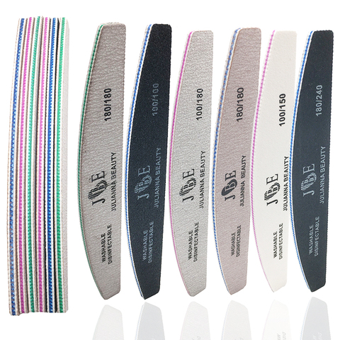 10 Pcs Professional Nail File 100 150 180 240 Grit Unhas De Gel Nail Files Sandpaper Moon Style Acrylic Nail File Art Tools ► Photo 1/6