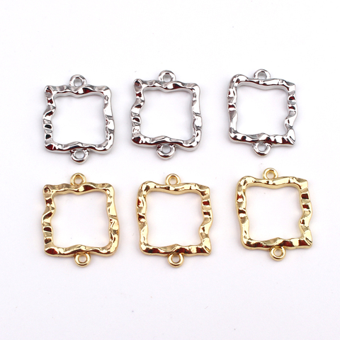 20pcs  Gold Square Bracelet Connector Findings Zina Alloy Charms For Earring Jewelry Make Diy Hollow Bracelets Accessory ► Photo 1/6