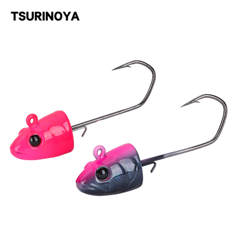 TSURINOYA JIG HEAD Hooks 11g 14g Lead Jig Soft Lure Worm Fish shaped Crank Fishing Hook Sea Bass Jigging Metal Fishing Tackle ► Photo 1/6