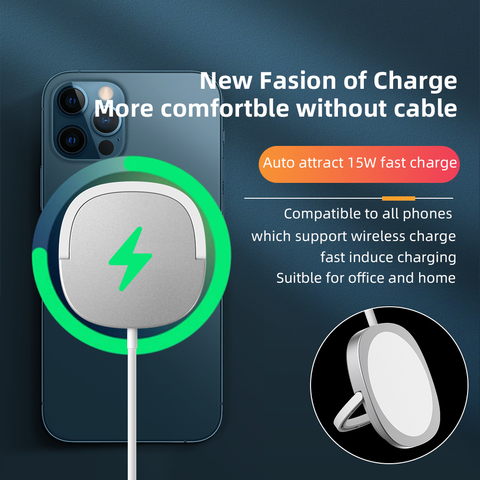 Ring Fast Wireless Charger Smart Quick QI 15W Powerful Charge Full Night Ease Magnetic Support All Phones Auto Attrac Easy ► Photo 1/6