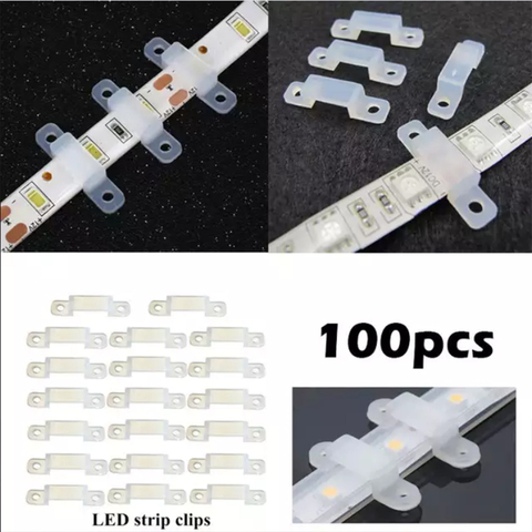 100pcs/lot Silicon Mounting Clip LED Connector for Fixing 8mm/10mm 5050 5630 1903 WS2811 3528 5050 RGB Dream Color LED Strip ► Photo 1/6