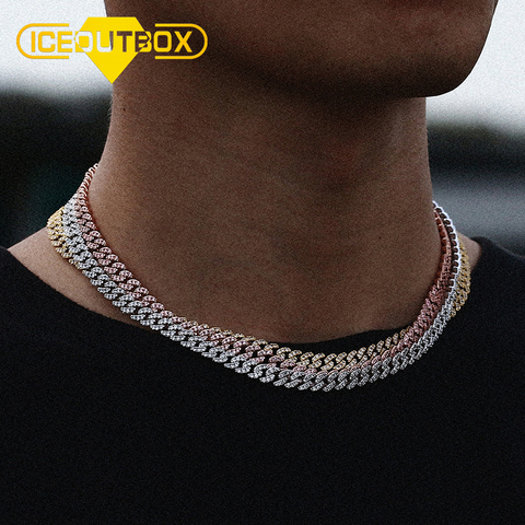 ICEOUTBOX 6MM Iced Out Cuban Chain Bling Necklace Rhinestone Golden Miami Cuban Link Chain For Women Men's Hip Hop Jewelry Gifts ► Photo 1/6