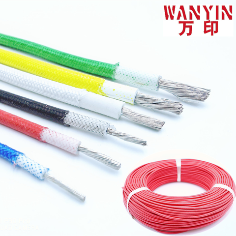 high quality Heat resistant 300°C Glass fiber braided high temperature silicone wire and cable 22AWG 0.3 mm2-9AWG 6.0 mm2 ► Photo 1/6