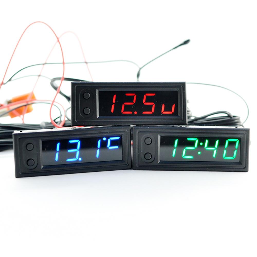 DIY Multifunction Clock Car Temperature Battery Voltage Monitor Voltmeter 