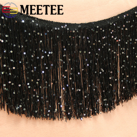 Meetee 10/15/20/30cm 1M Sequins Tassel Ribbon Solid Color Stage Clothing DIY Accessories TF203 Decoration Handmade Webbing Lace ► Photo 1/6