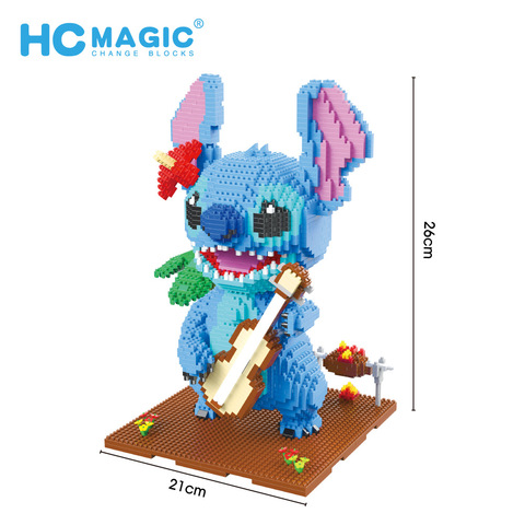 2882pcs+ 1044 Guitar Stitch Series Diamond Building Block Micro Lilo & Stitch Figure Cute 3D Model Children For Mini Bricks Toys ► Photo 1/6