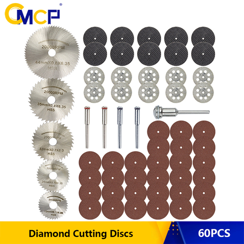 CMCP 60pcs HSS Mini Circular Saw Blade Set Resin Cut-Off Wood Cutting Disc Diamond Metal Saw Blade Power Tools for Dremel Drill ► Photo 1/6