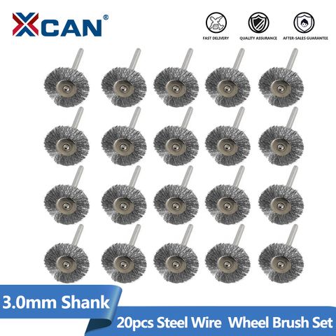 XCAN Stainless Steel Wire Wheel Brush Set 20pcs 3.0mm Shank Polishing Brush For Dremel Rotary Tools ► Photo 1/6